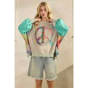 SAGE + FIG - Contrast Peace Patch Dropped Shoulder Sweatshirt